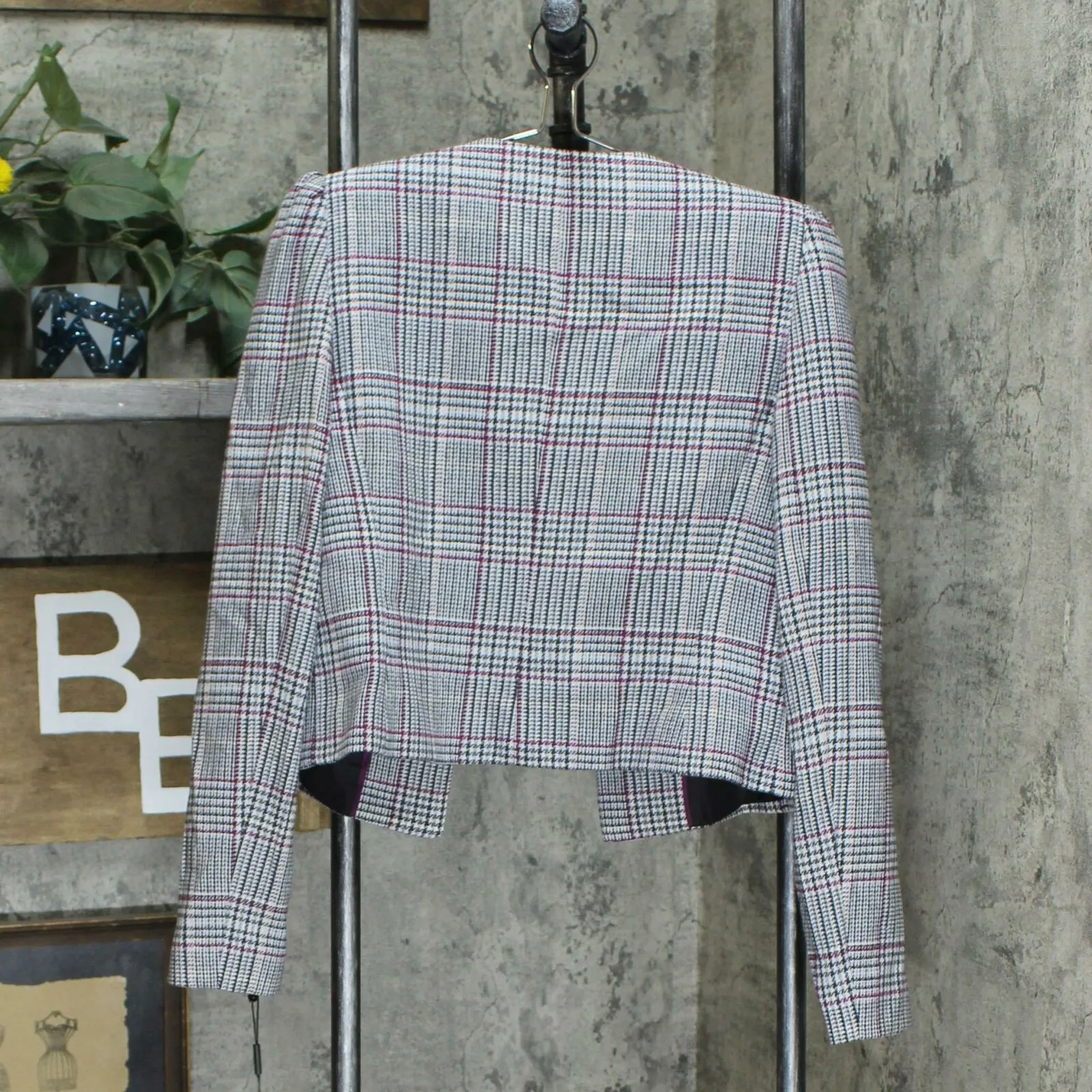 Calvin Klein Women's X-Fit Plaid Cropped Blazer Jacket