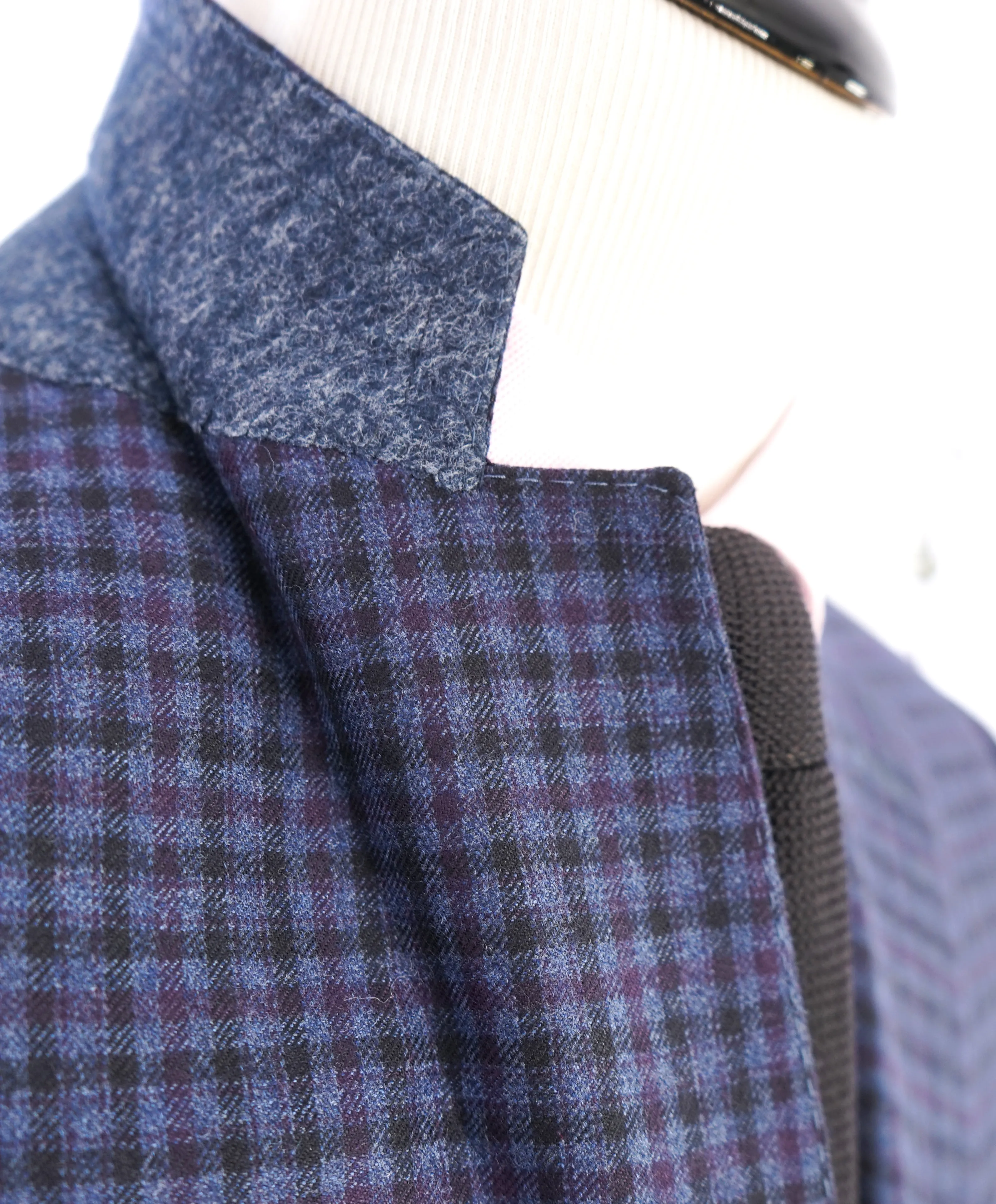 CANALI - Navy & Purple Plaid Check Blazer - 44L