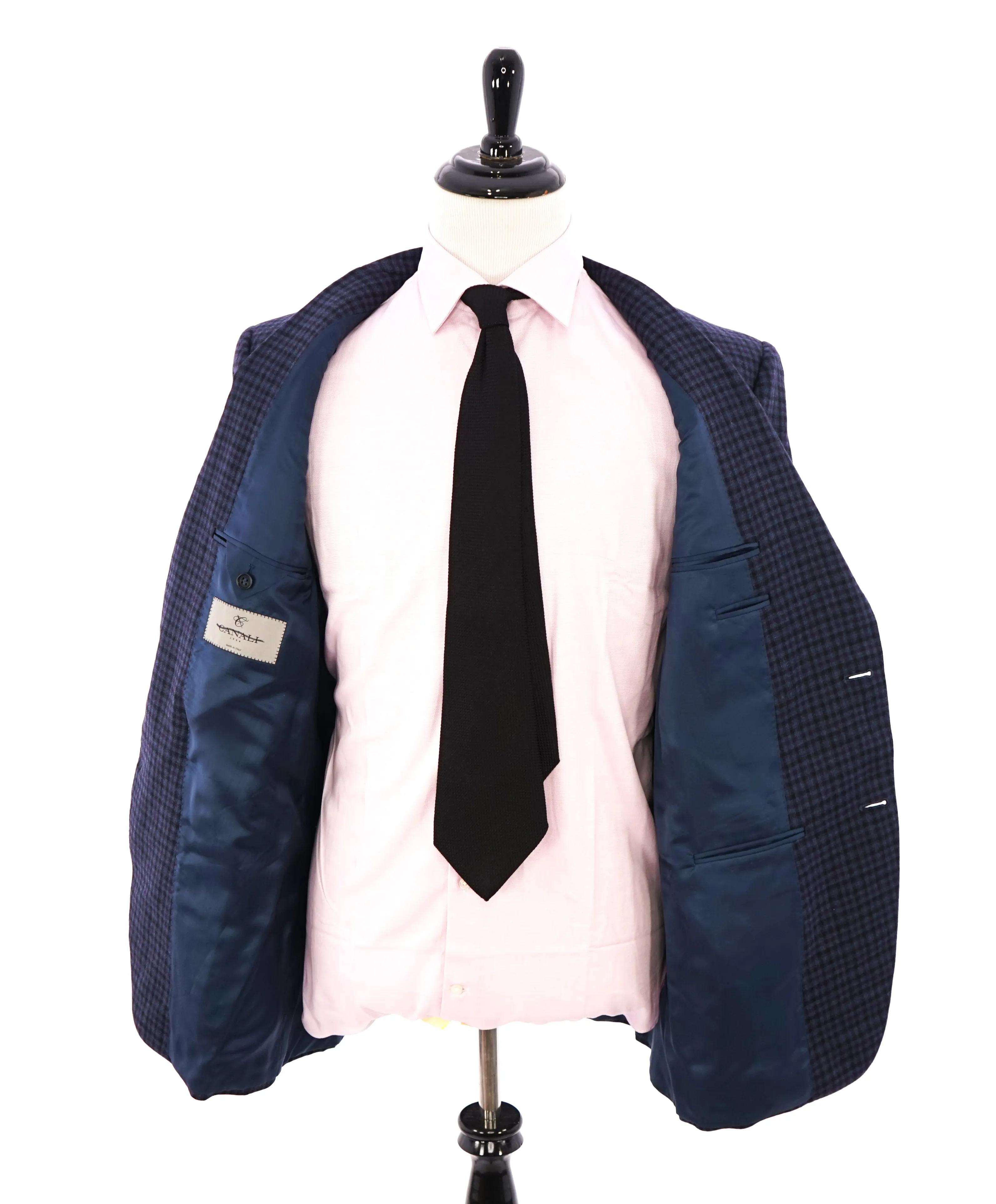 CANALI - Navy & Purple Plaid Check Blazer - 44L