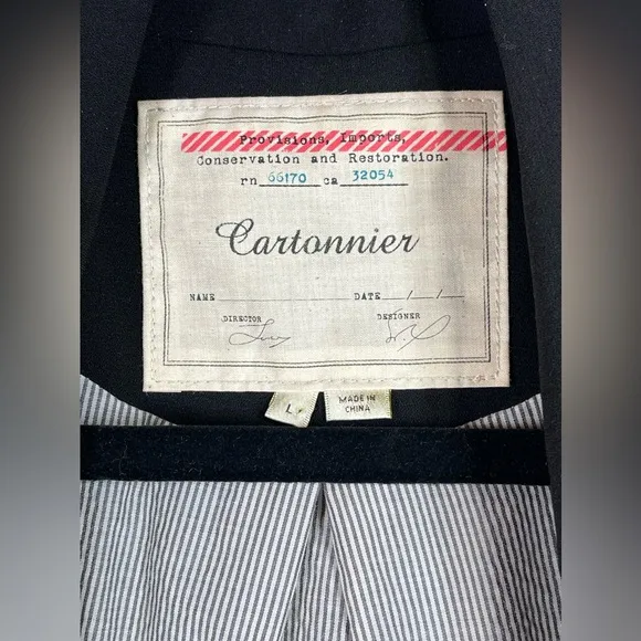 Cartonnier Women’s Black Single Breasted Open Front Blazer Size Large
