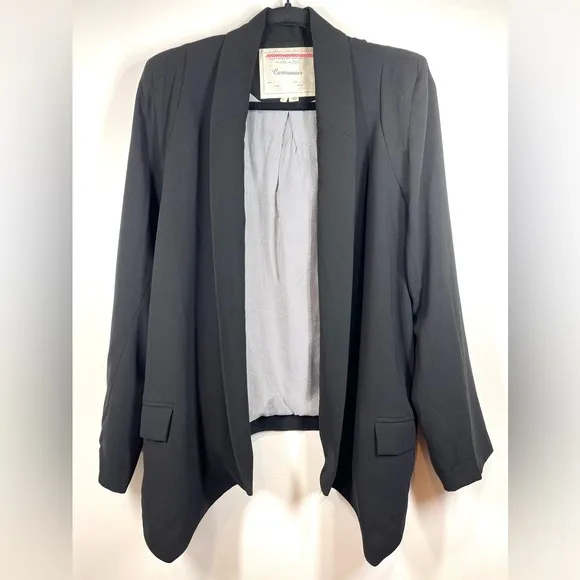 Cartonnier Women’s Black Single Breasted Open Front Blazer Size Large