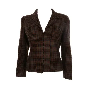 Chanel Brown Plaid Wool Blazer