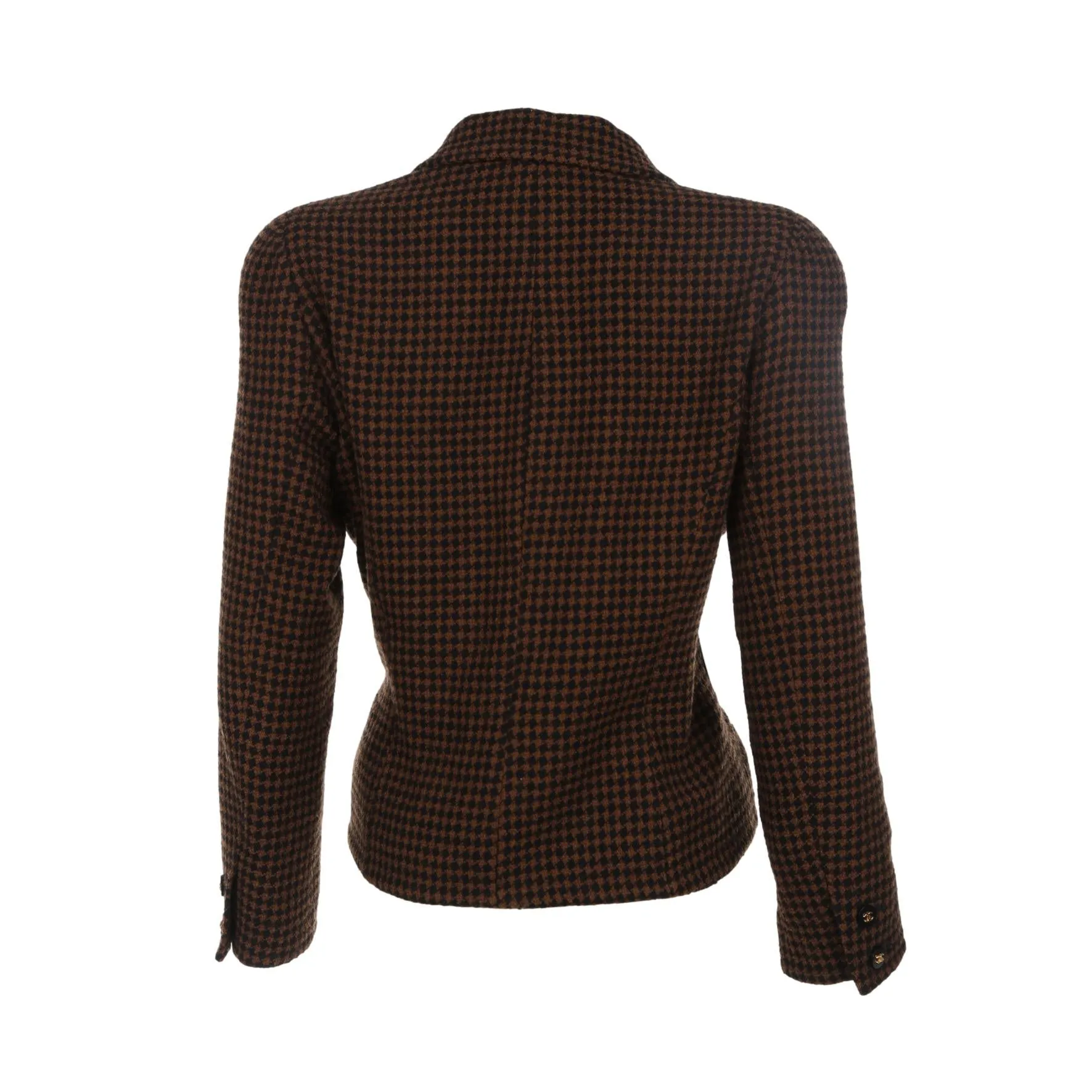 Chanel Brown Plaid Wool Blazer