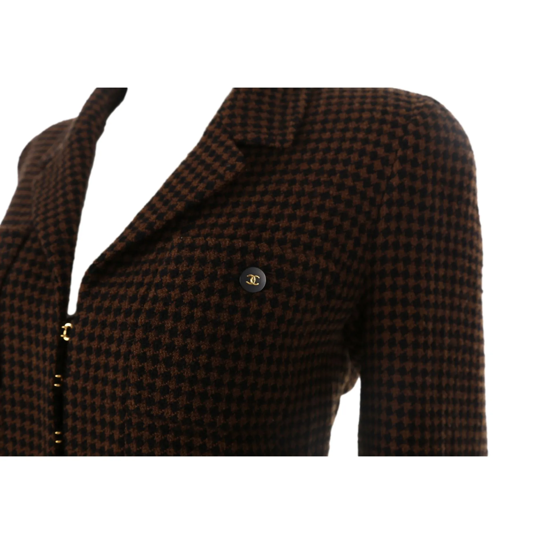 Chanel Brown Plaid Wool Blazer