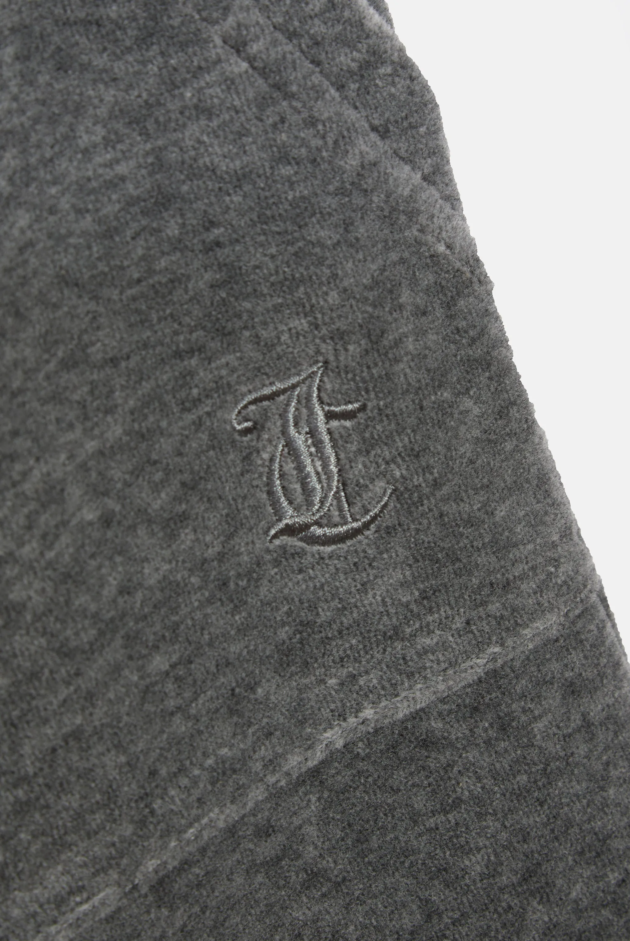 CHARCOAL MARL LOW RISE FLARE COTTON VELOUR TRACK PANT