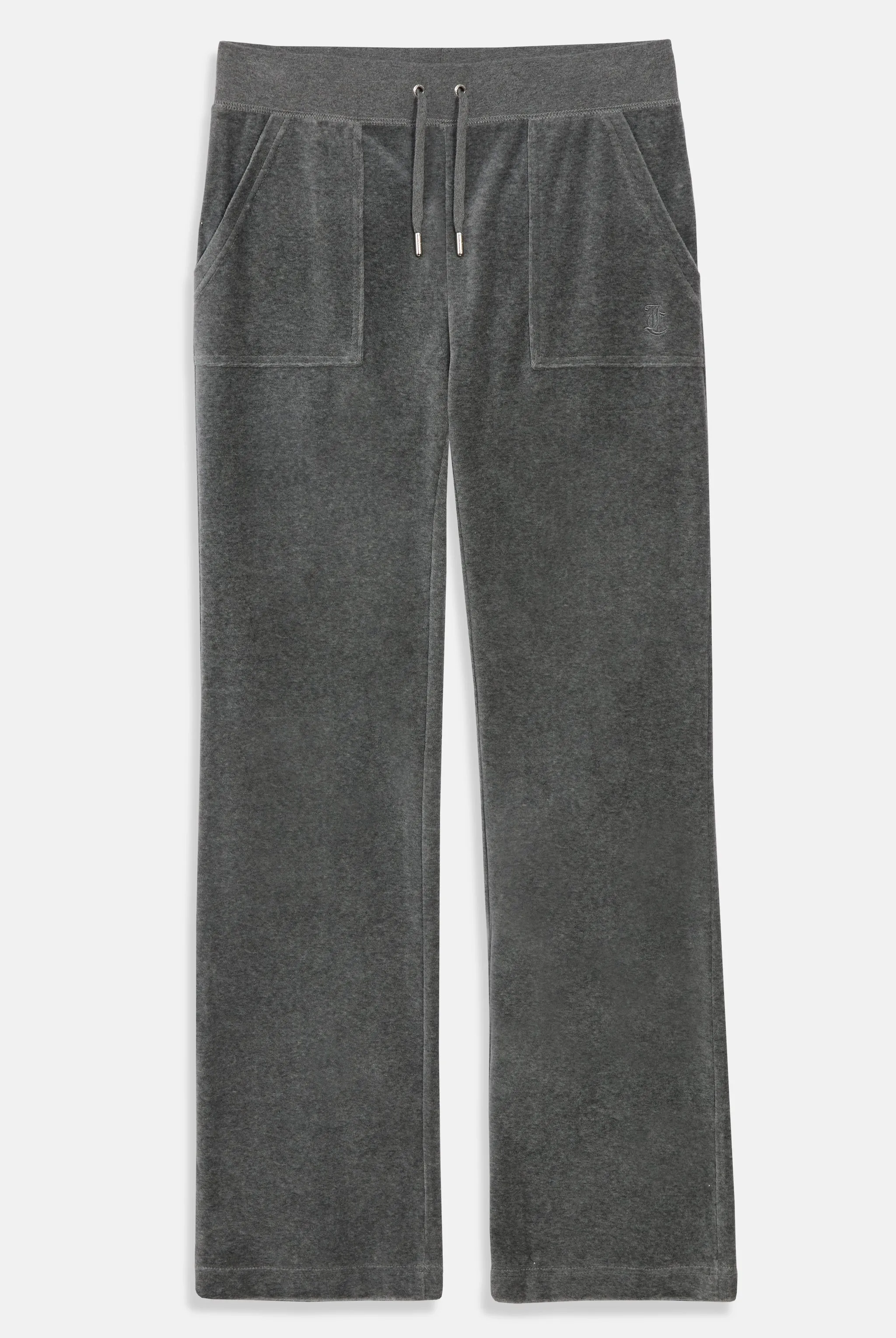 CHARCOAL MARL LOW RISE FLARE COTTON VELOUR TRACK PANT