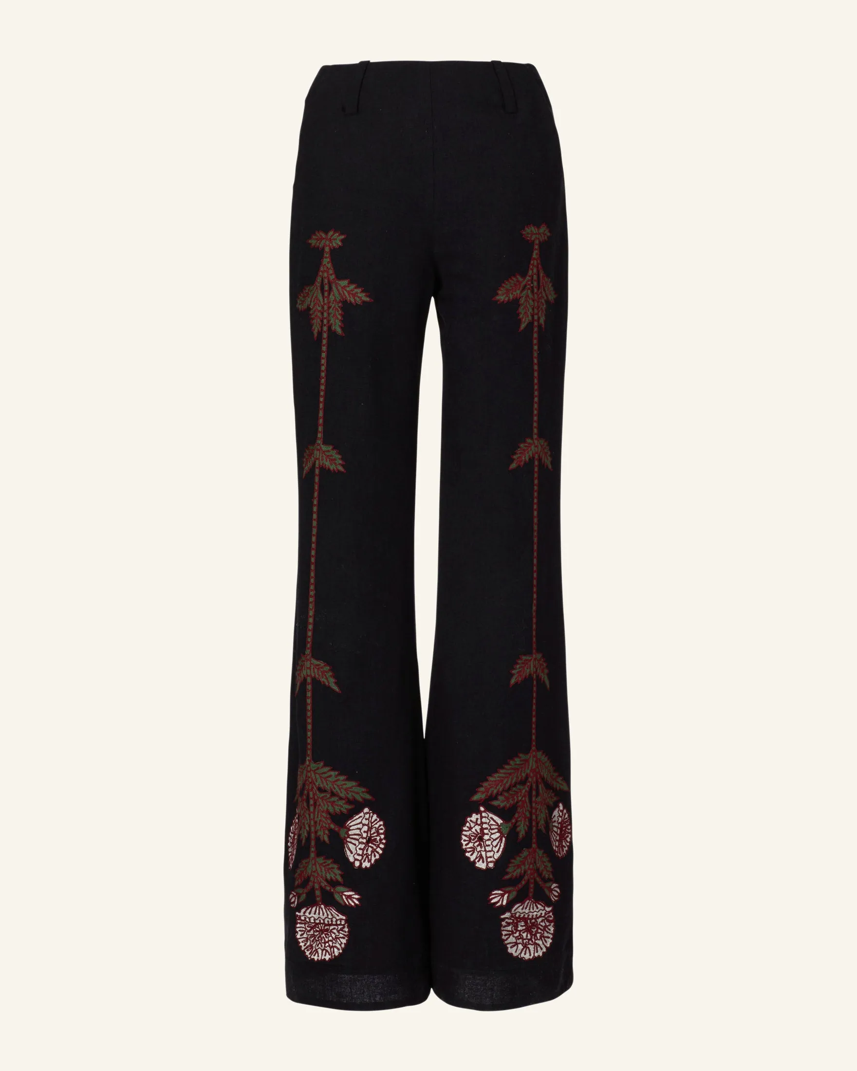 Charlie Black Bloom Embroidered Pant