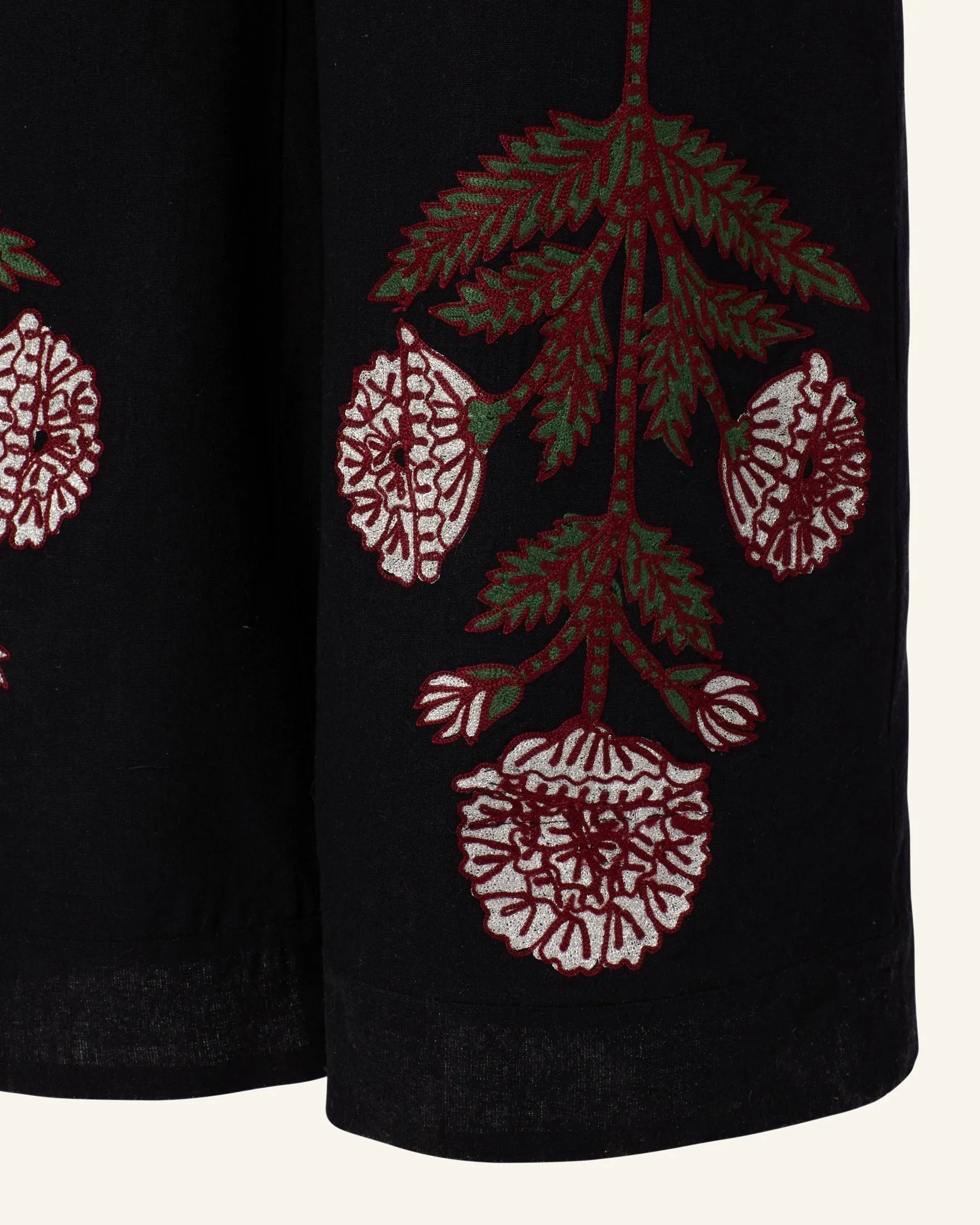 Charlie Black Bloom Embroidered Pant