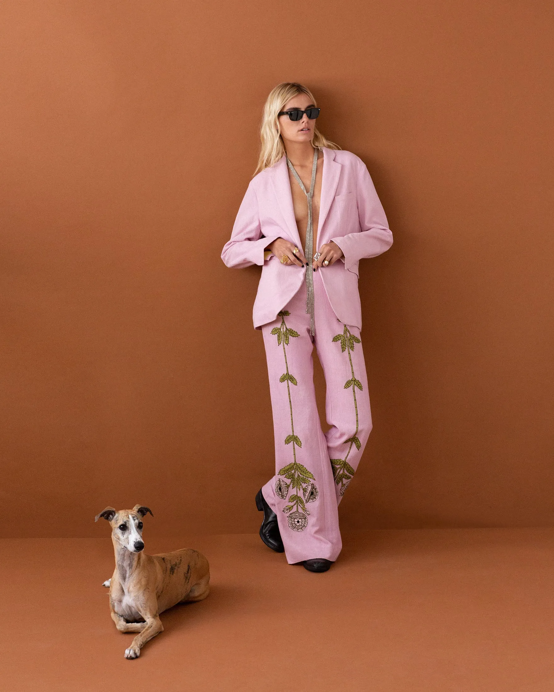 Charlie Crocus Embroidered Pant