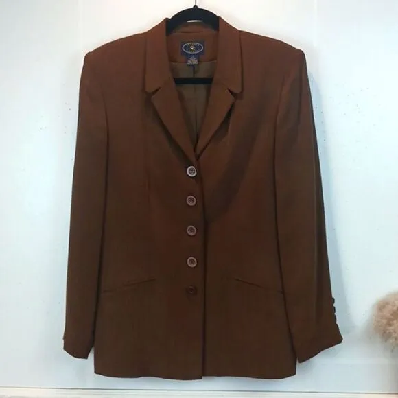 Chelsea Campbell 100% silk chocolate brown button-down blazer (12)