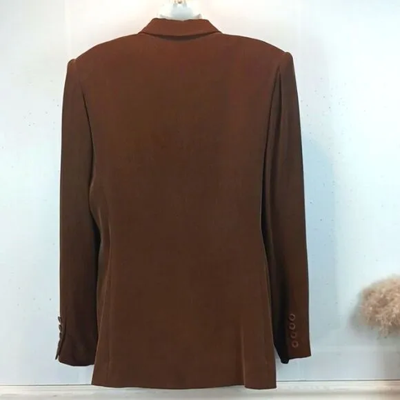 Chelsea Campbell 100% silk chocolate brown button-down blazer (12)