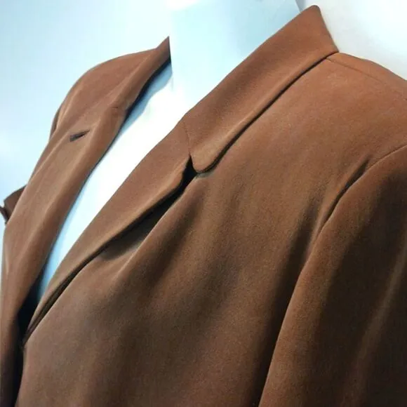 Chelsea Campbell 100% silk chocolate brown button-down blazer (12)
