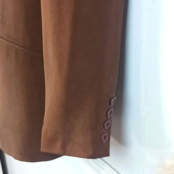 Chelsea Campbell 100% silk chocolate brown button-down blazer (12)