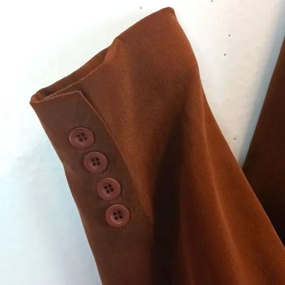 Chelsea Campbell 100% silk chocolate brown button-down blazer (12)