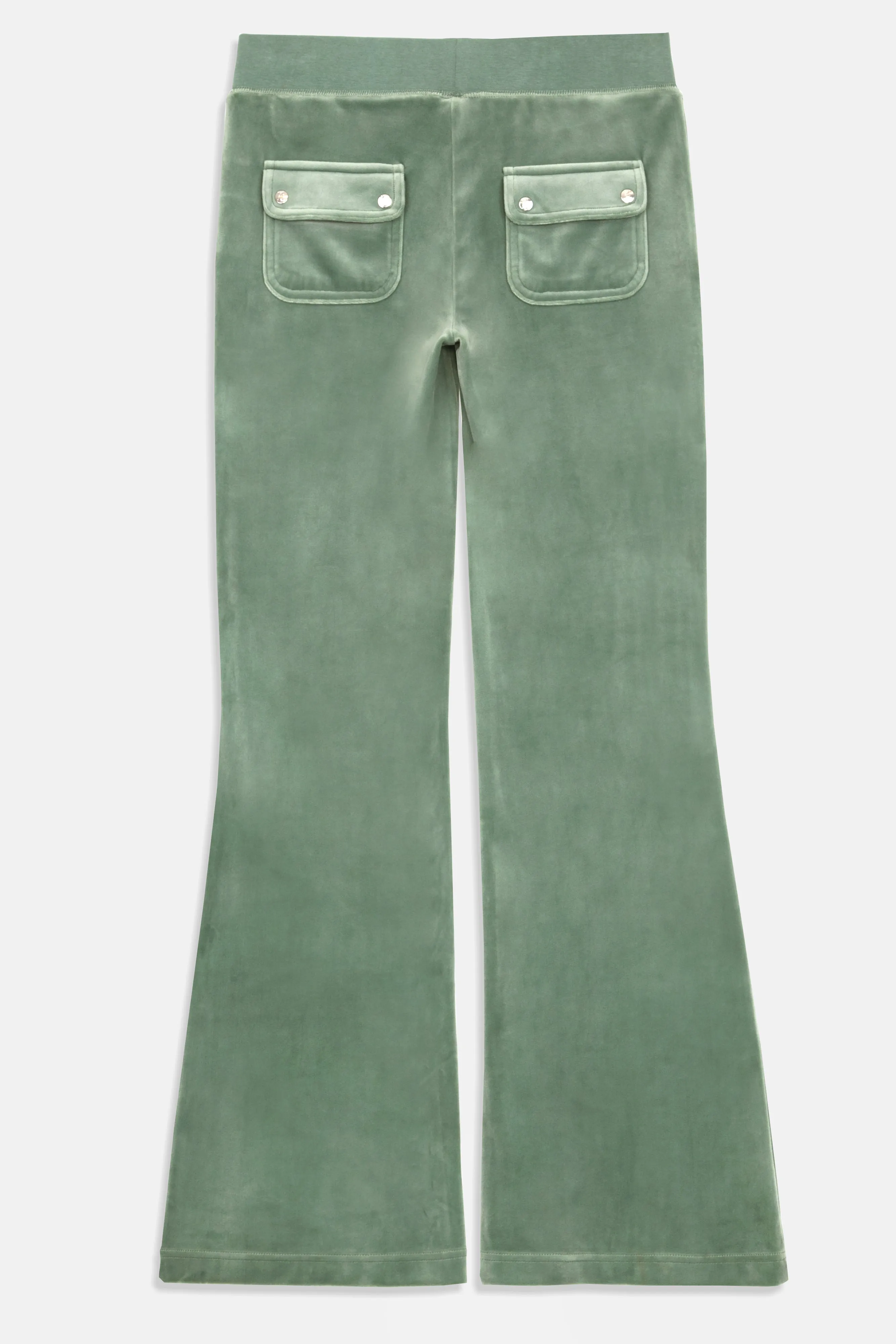 CHINOIS GREEN LOW RISE FLARE CLASSIC VELOUR TRACK PANT