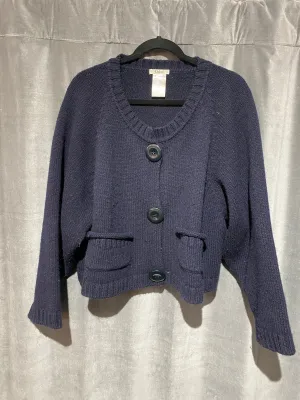 Chloe Navy Wool Cardigan with Oversized Buttons