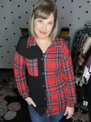 Christmas Plaid Button Up Shacket