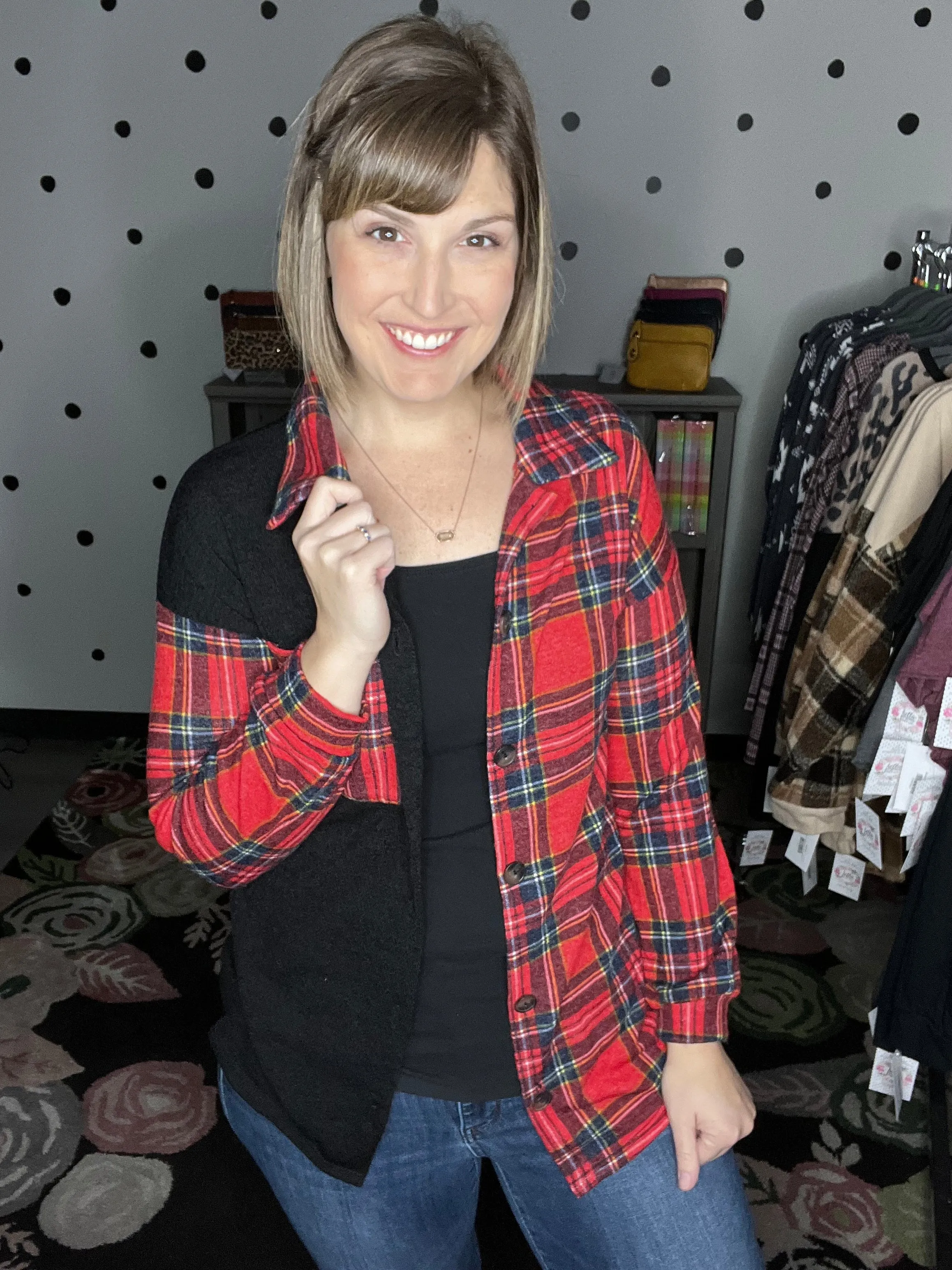 Christmas Plaid Button Up Shacket