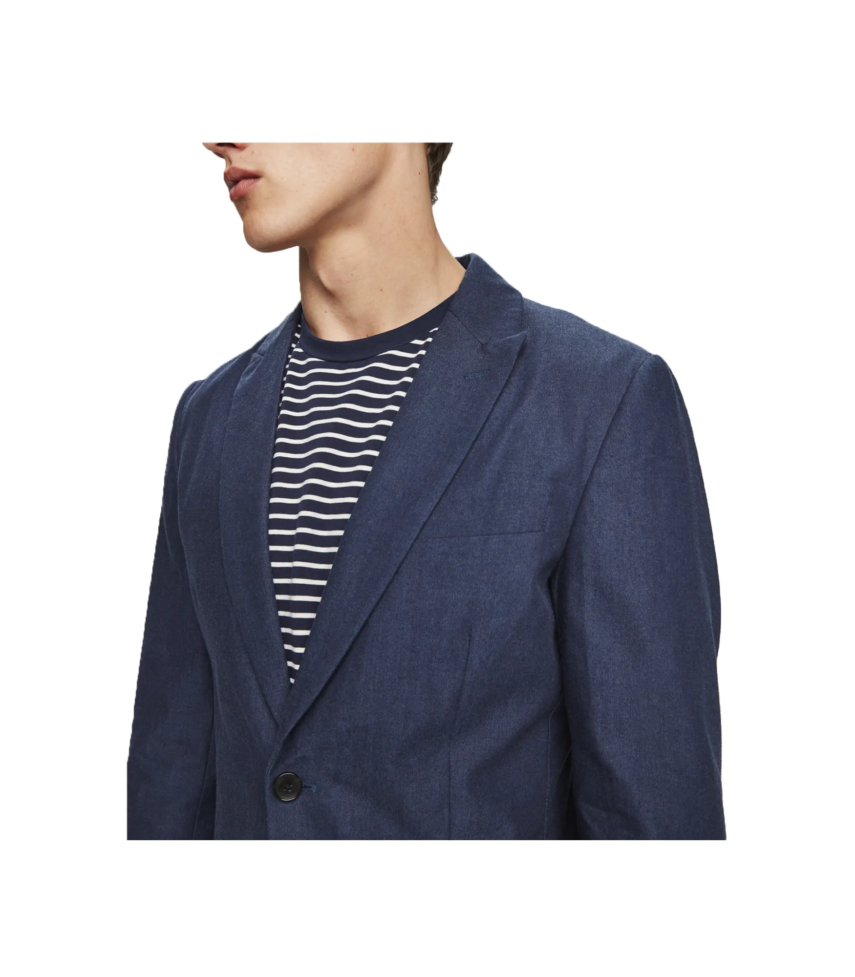 Classic Single-Breasted Chambray Blazer