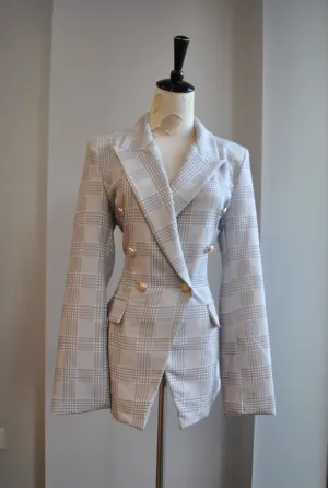 CLEARANCE - GREY PLAID BLAZER
