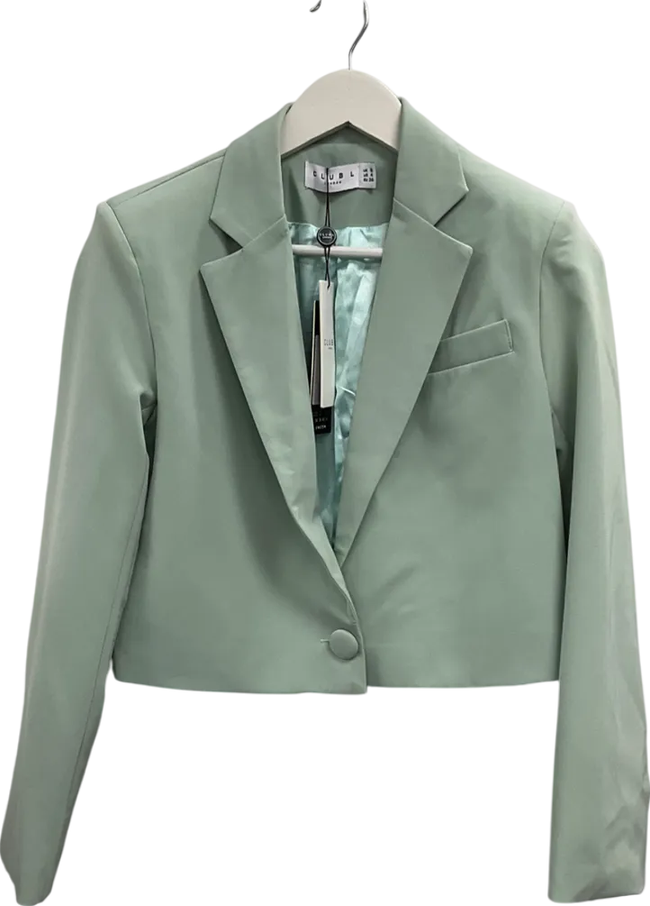 Club L Green Cropped Single Button Blazer UK 8