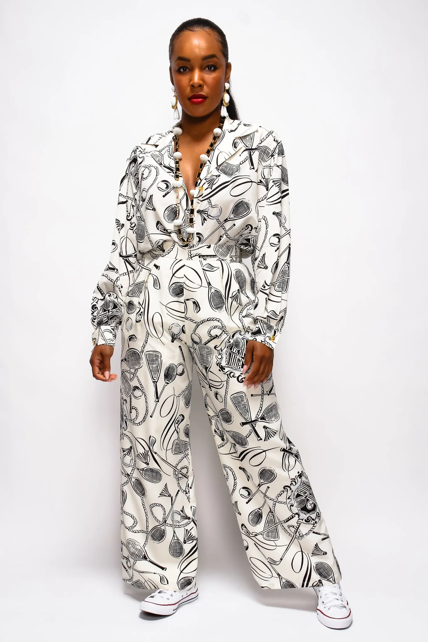 Club Sport Print Silk Pant
