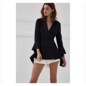 C/Meo Collective We’ll All Be Alright Double Breasted Blazer Peplum Black Sz XS