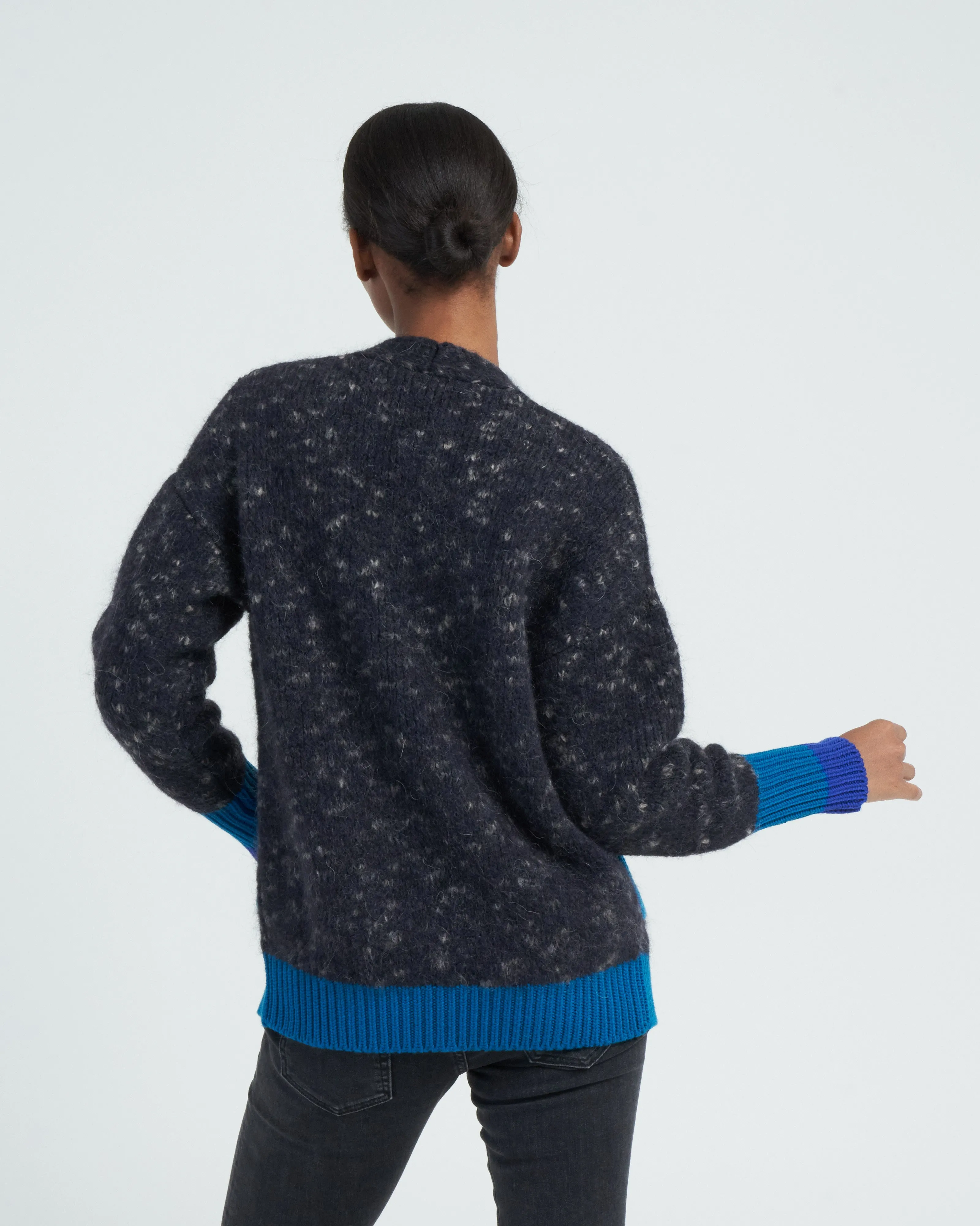 color block cardigan - granite
