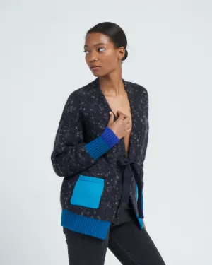 color block cardigan - granite