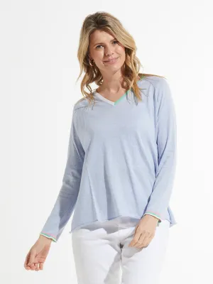 Colorful Trim V-Neck