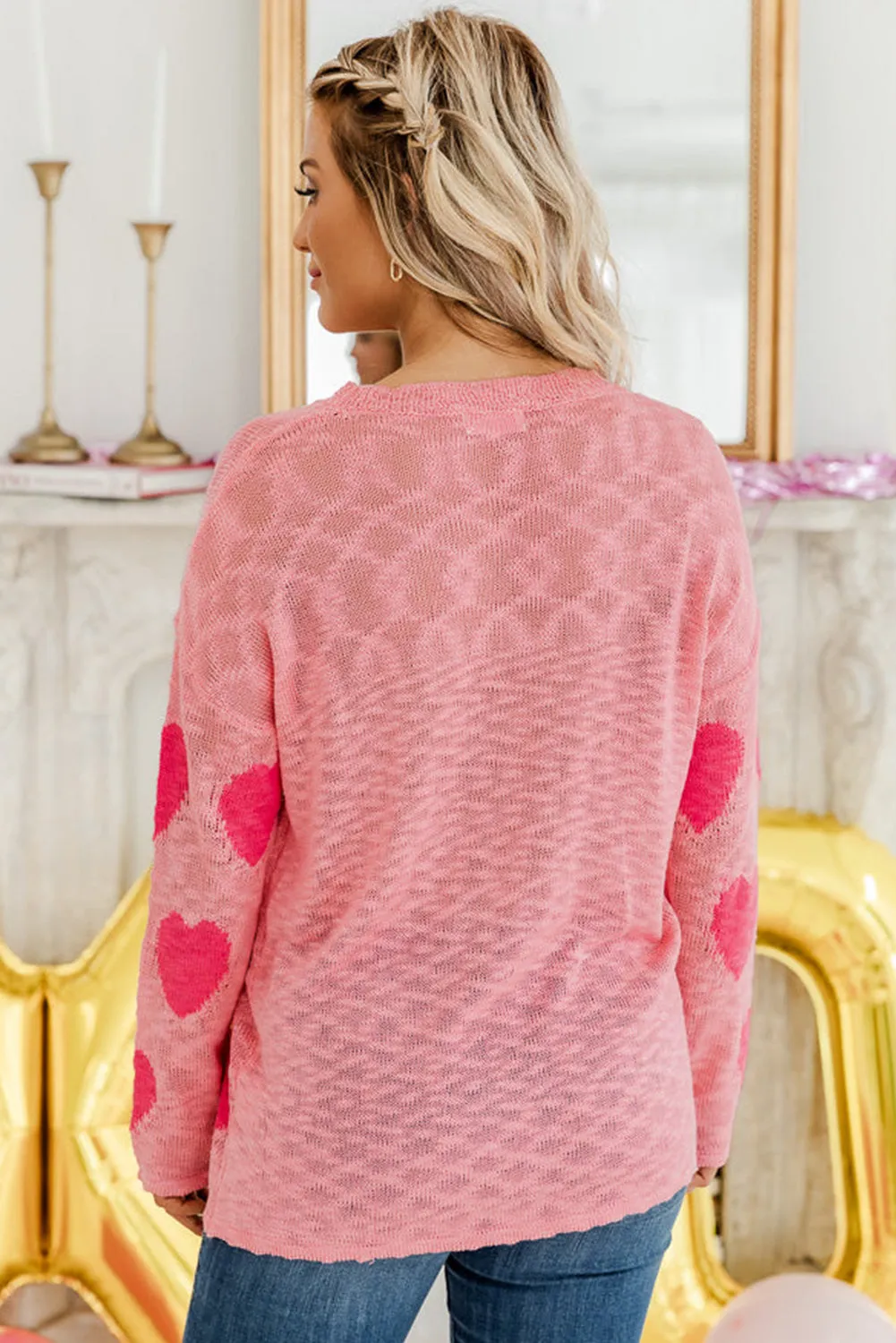 Coral Paradise Sweet Heart Lightweight Knitted Sweater