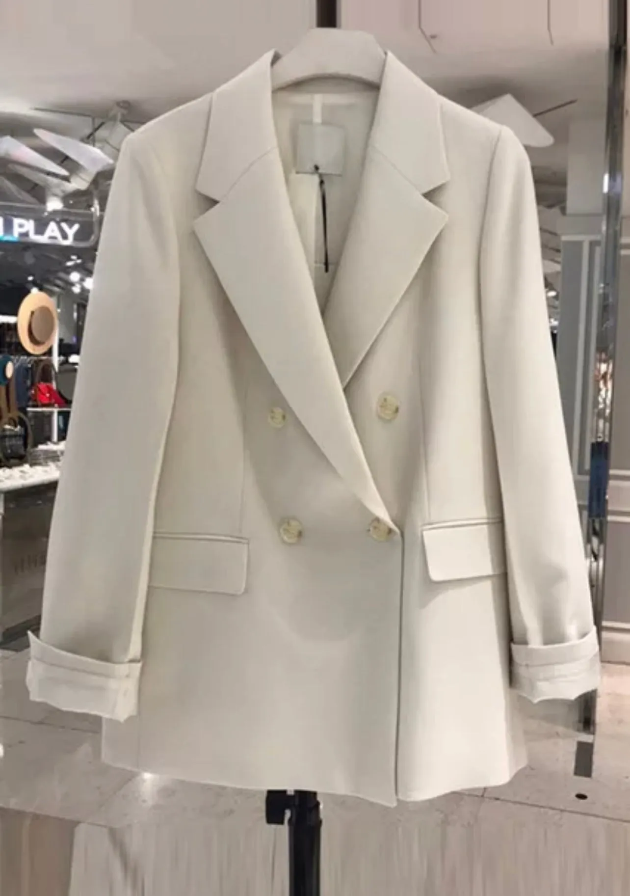 Cream Double Breasted Blazer