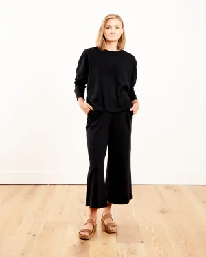 cropped full pant w/pockets - black