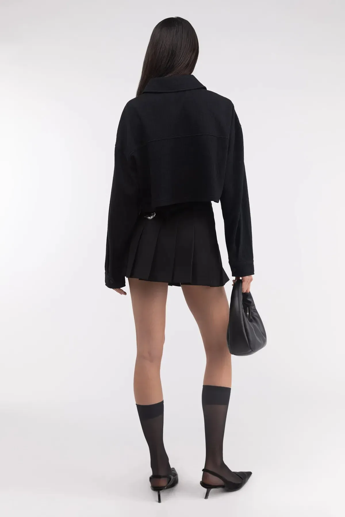 Cropped Oversized Knit Shirt
