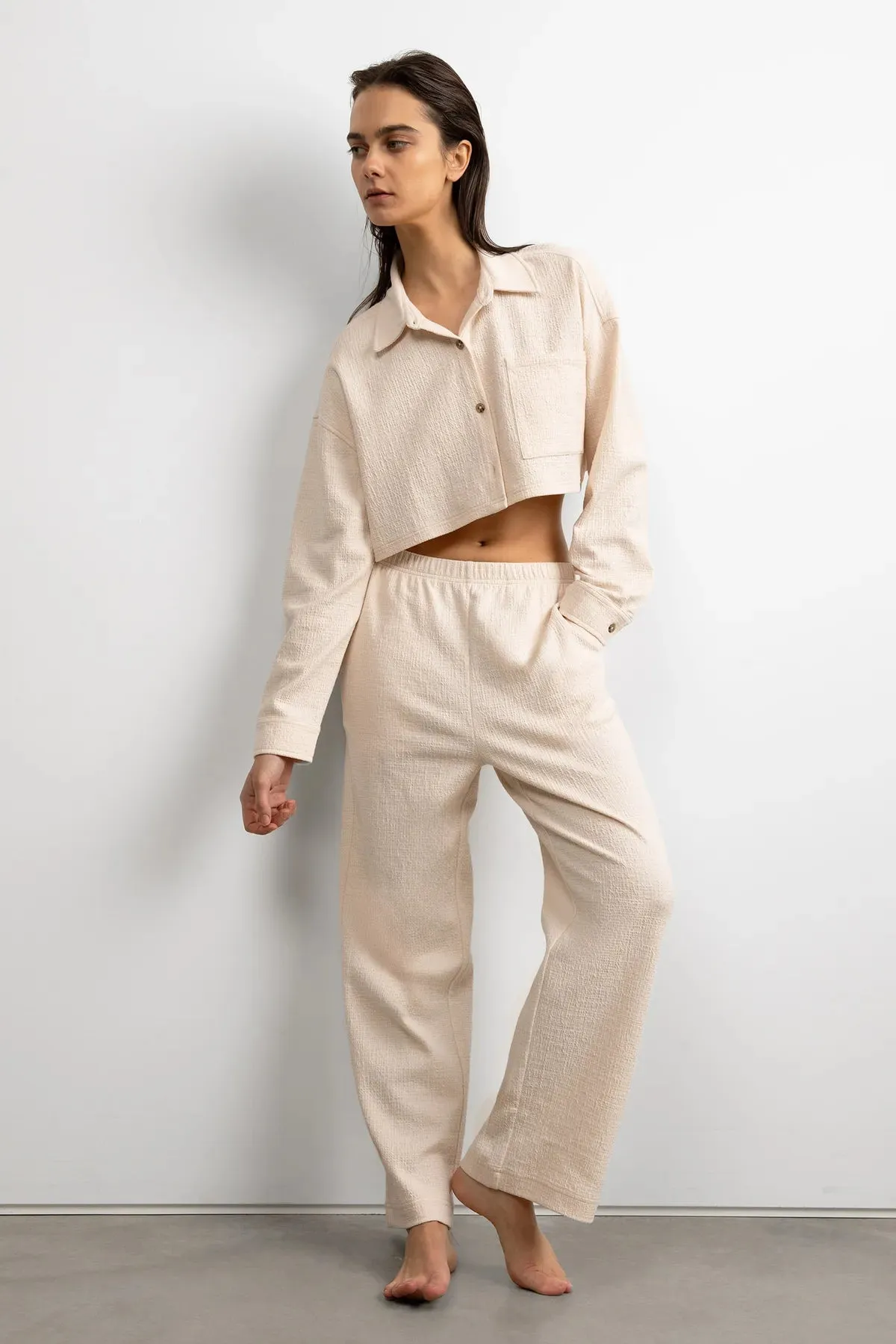 Cropped Oversized Knit Shirt