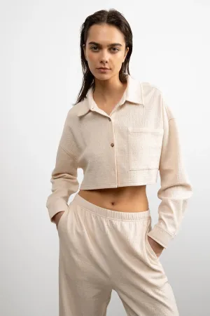 Cropped Oversized Knit Shirt