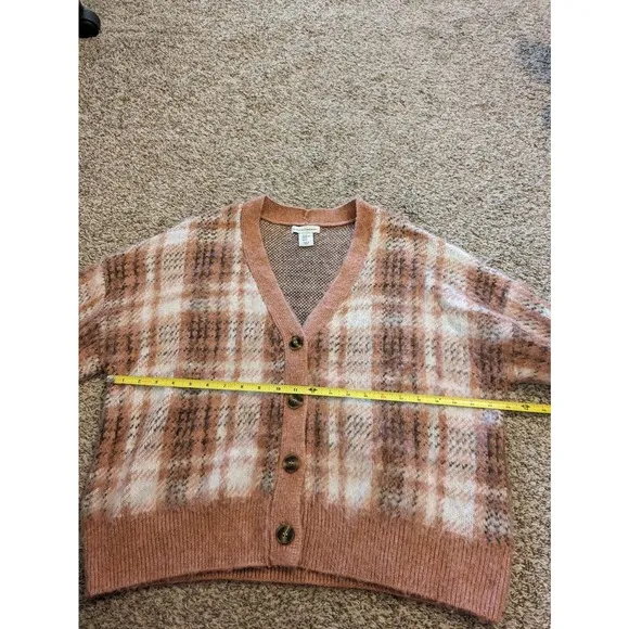 Cupcakes And Cashmere Cardigan Sweater Size XL Pink Pattern Button Up