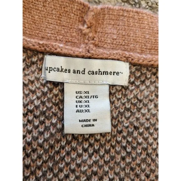 Cupcakes And Cashmere Cardigan Sweater Size XL Pink Pattern Button Up