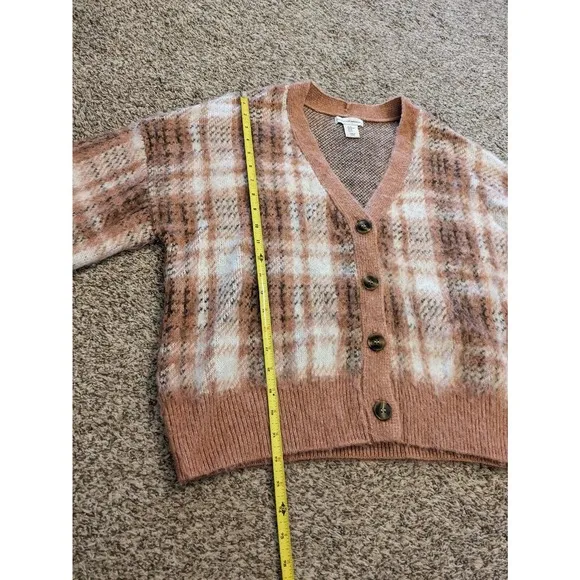 Cupcakes And Cashmere Cardigan Sweater Size XL Pink Pattern Button Up