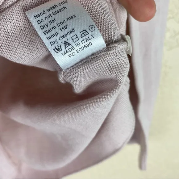 Cuyana M Cotton Silk cashmere v neck Sweater rose pink pullover long sleeve