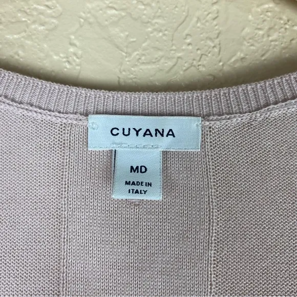 Cuyana M Cotton Silk cashmere v neck Sweater rose pink pullover long sleeve