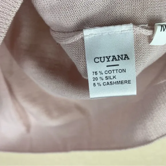 Cuyana M Cotton Silk cashmere v neck Sweater rose pink pullover long sleeve
