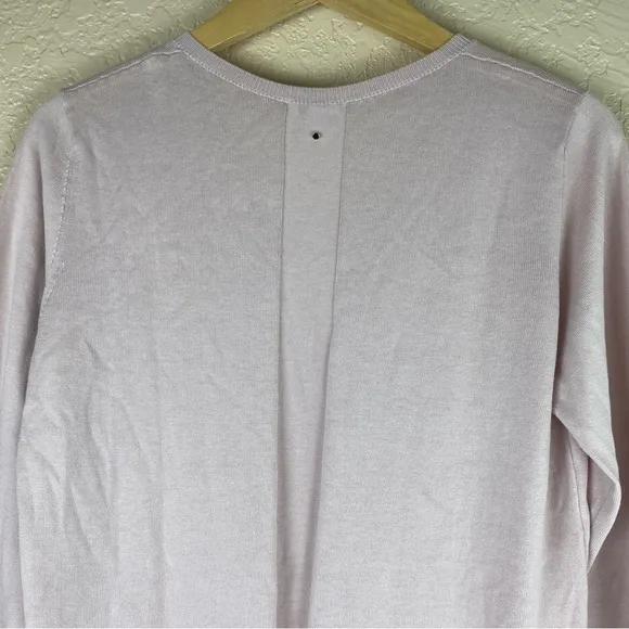 Cuyana M Cotton Silk cashmere v neck Sweater rose pink pullover long sleeve