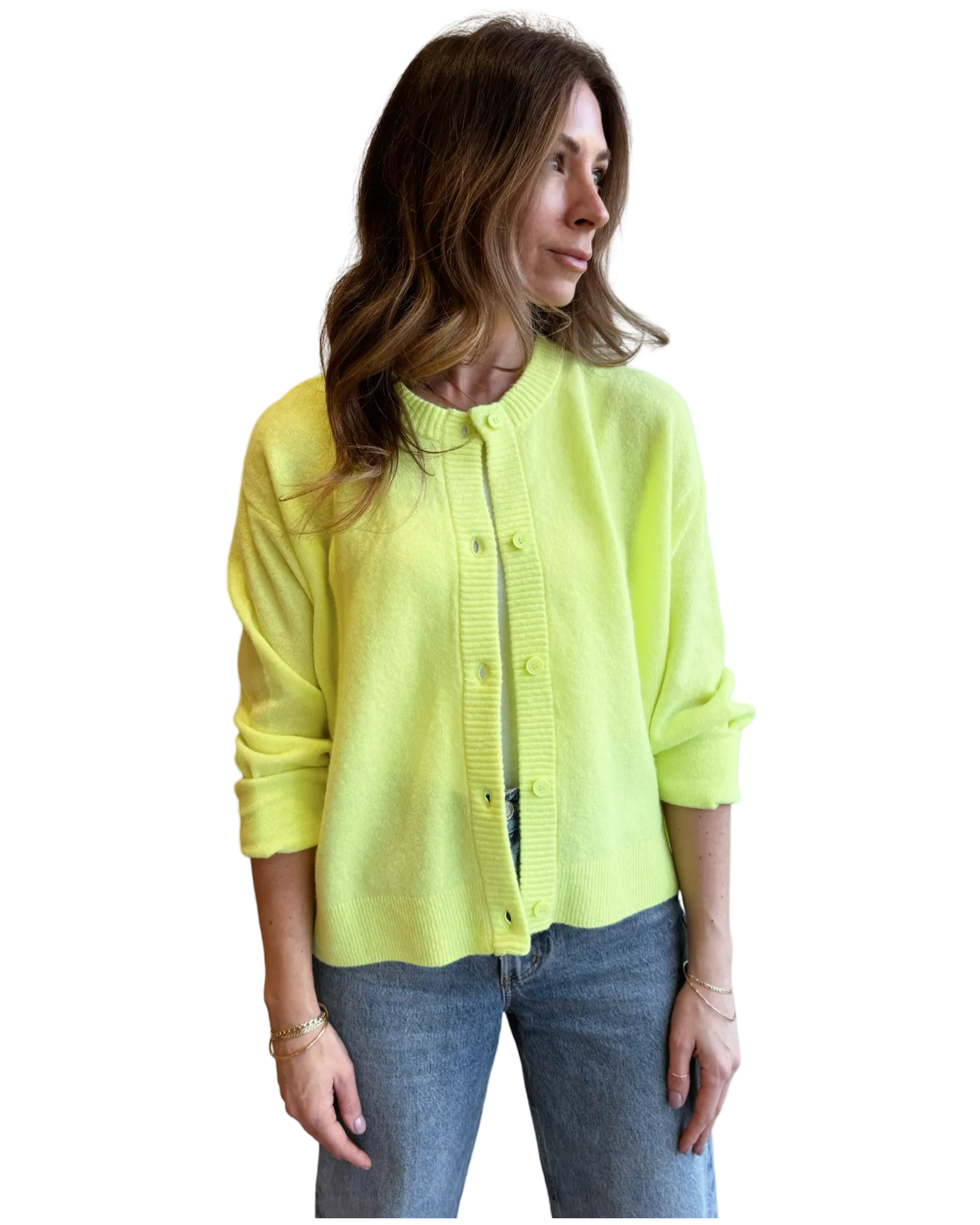 Damsville cardi in neon yellow