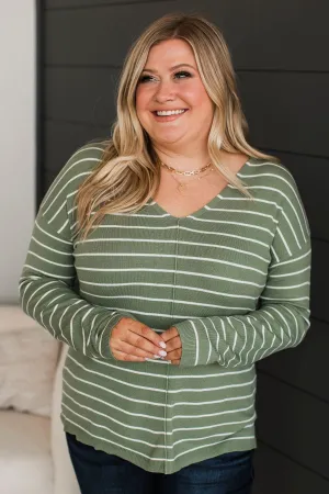 Delighted By This Striped Sweater- Spruce