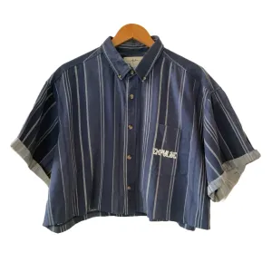 Denim/Navy Cropped Button-up