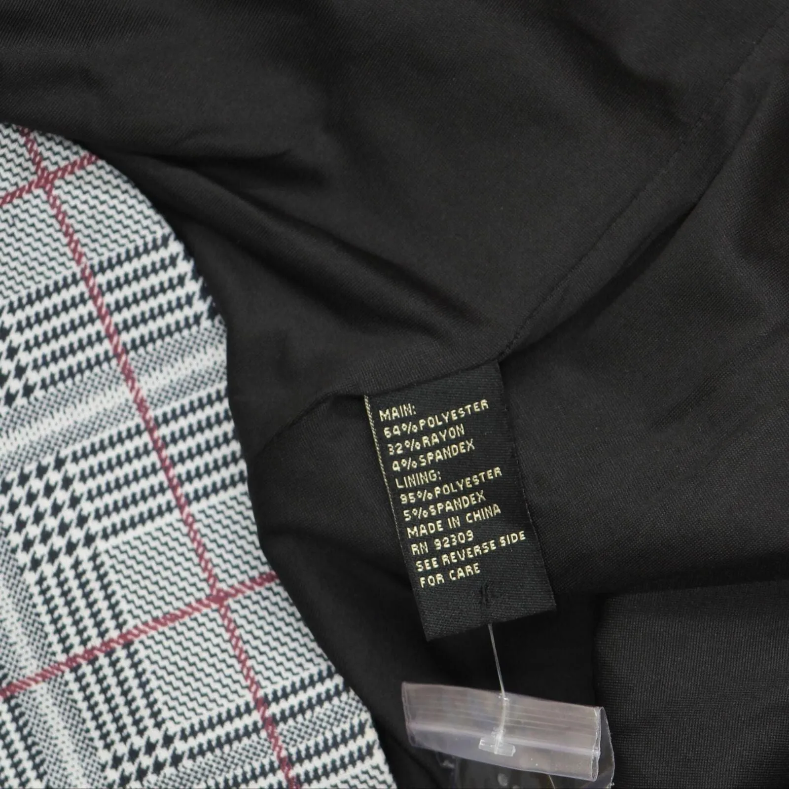DG2 Womens Ponte Knit Boyfriend Blazer Jacket 689318 Black Red Plaid M