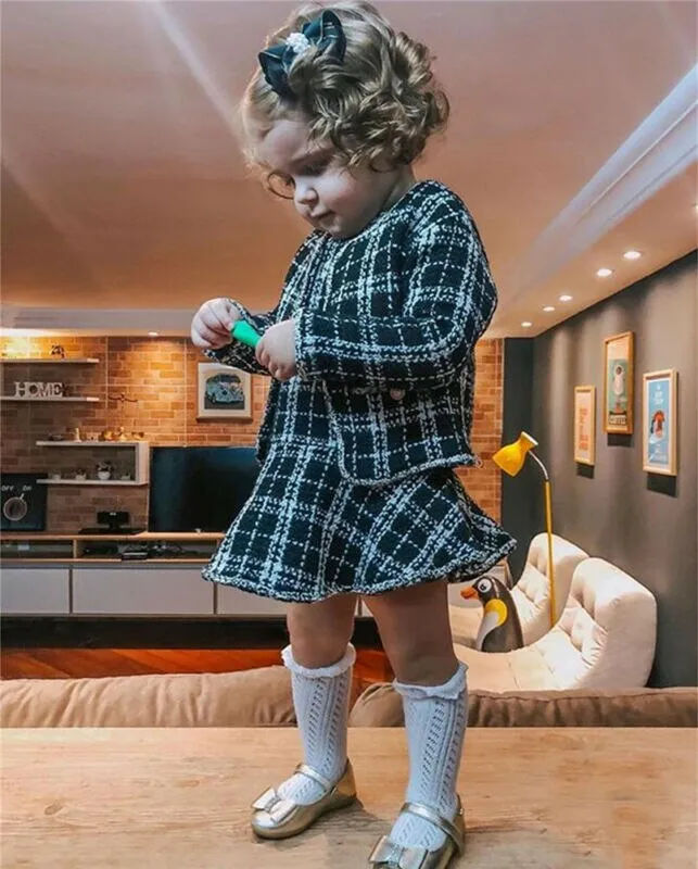 Diana Plaid Blazer Skirt Set