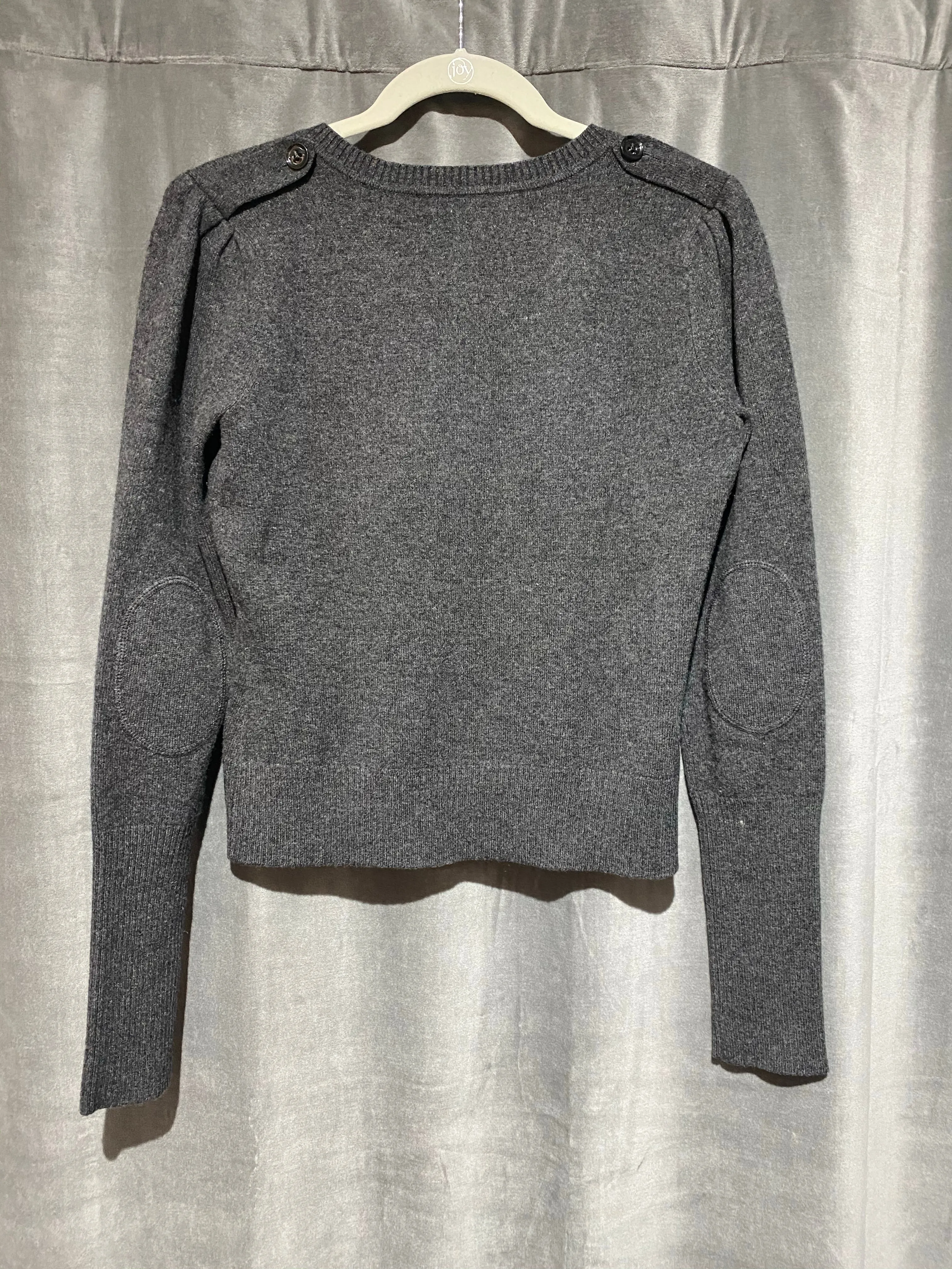 Diane Von Furstenberg Grey Cropped Long Sleeve Button Down Sweater