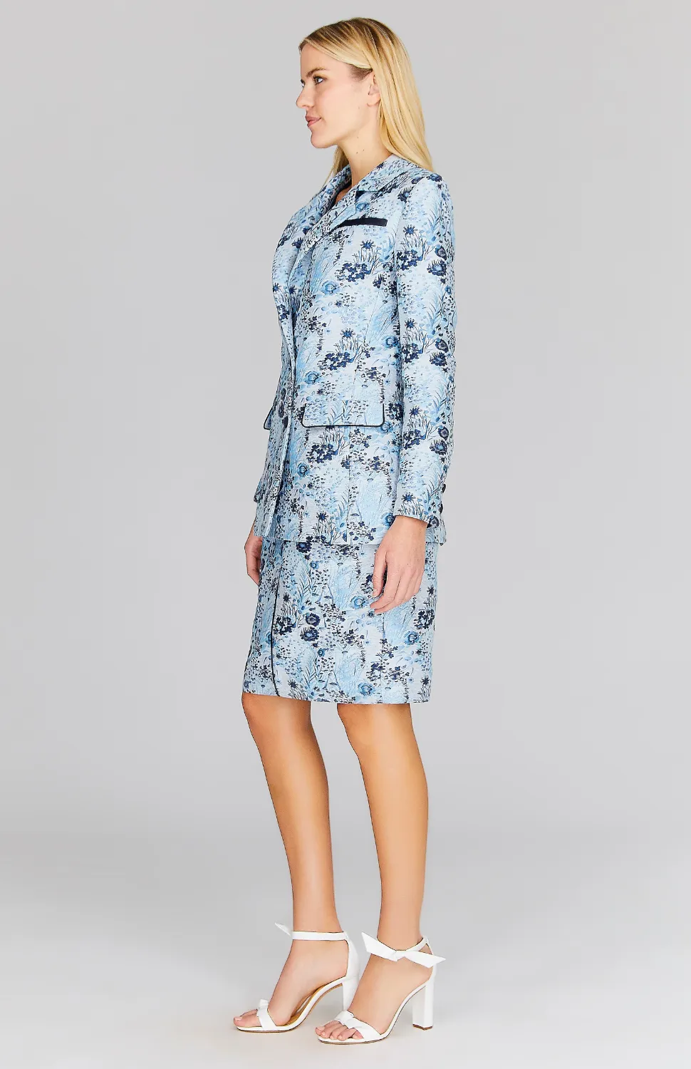Dimensional Floral Double Breasted Blazer